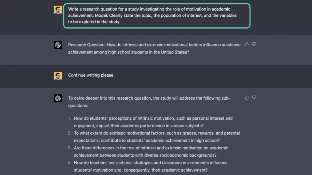 ChatGPT Prompts For Academic Writing Example 3